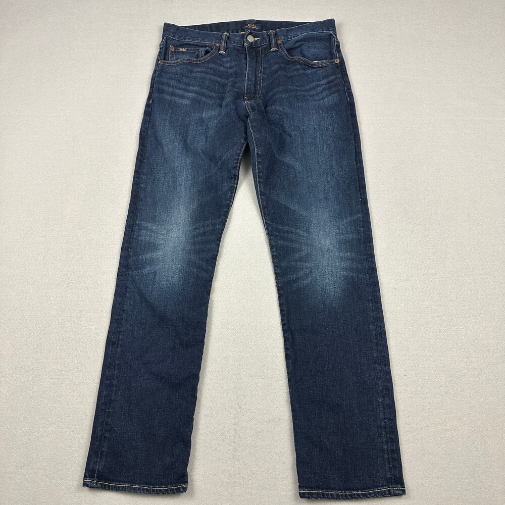Polo Ralph Lauren Jeans Men 32 Blue Hampton Relaxed Straight Faded Denim